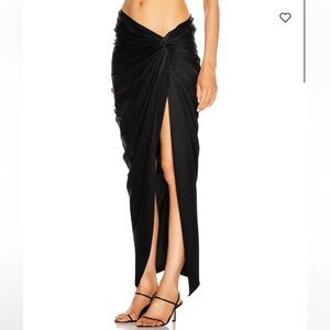 Khaite LOUIE SATIN SARONG SKIRT IN BLACK